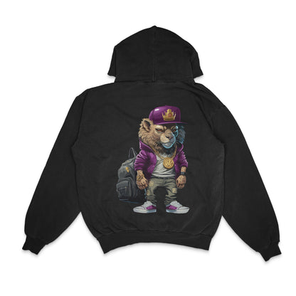 intense-gangster-lion_-purple-hoodie-&-gold-chain - Back